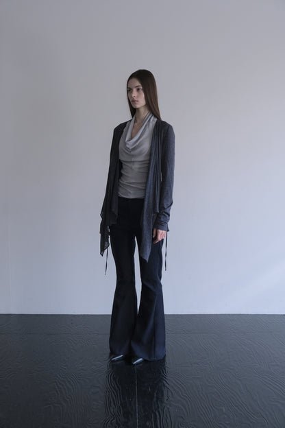 DRAPE 011 'Disheveled Drape Sheer Wool Cardigan'