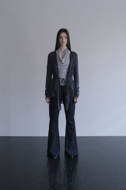 DRAPE 011 'Disheveled Drape Sheer Wool Cardigan'