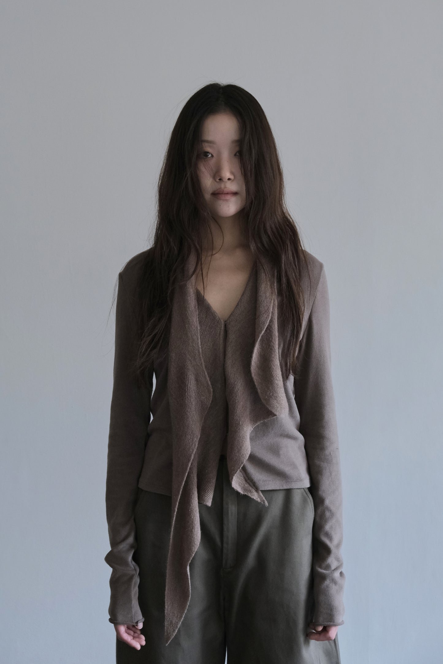DRAPE 013 'Cascade Knit Collar Cardigan'