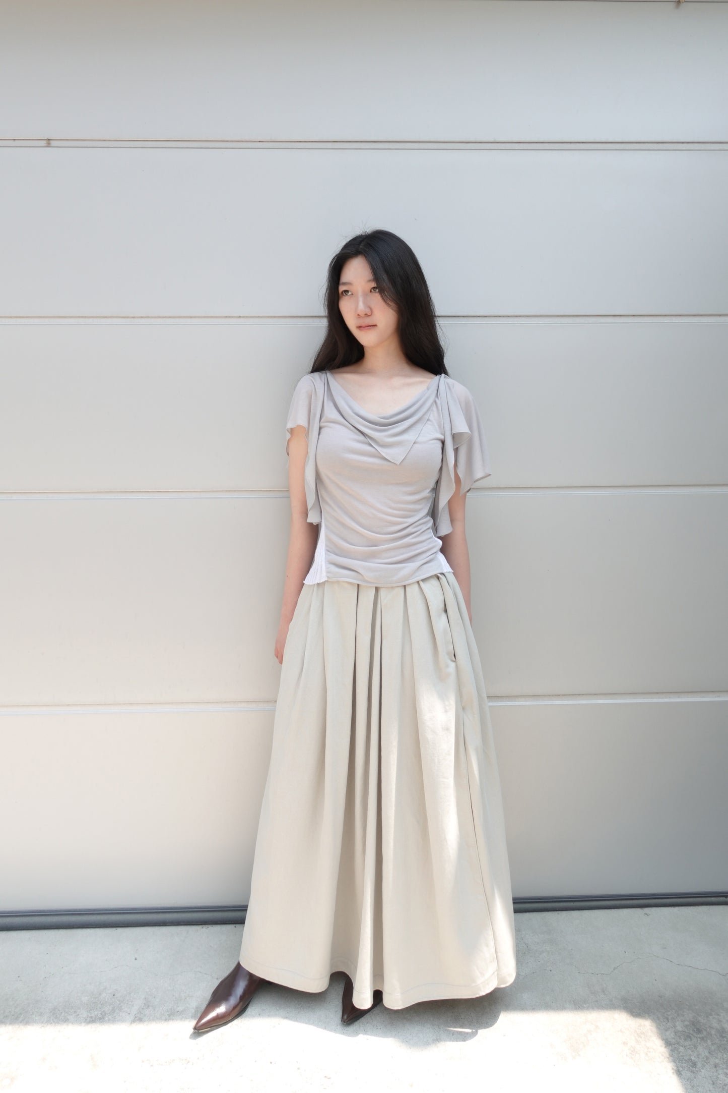 RIB 005 'Dancing Sleeves Back knit Jersey Top'