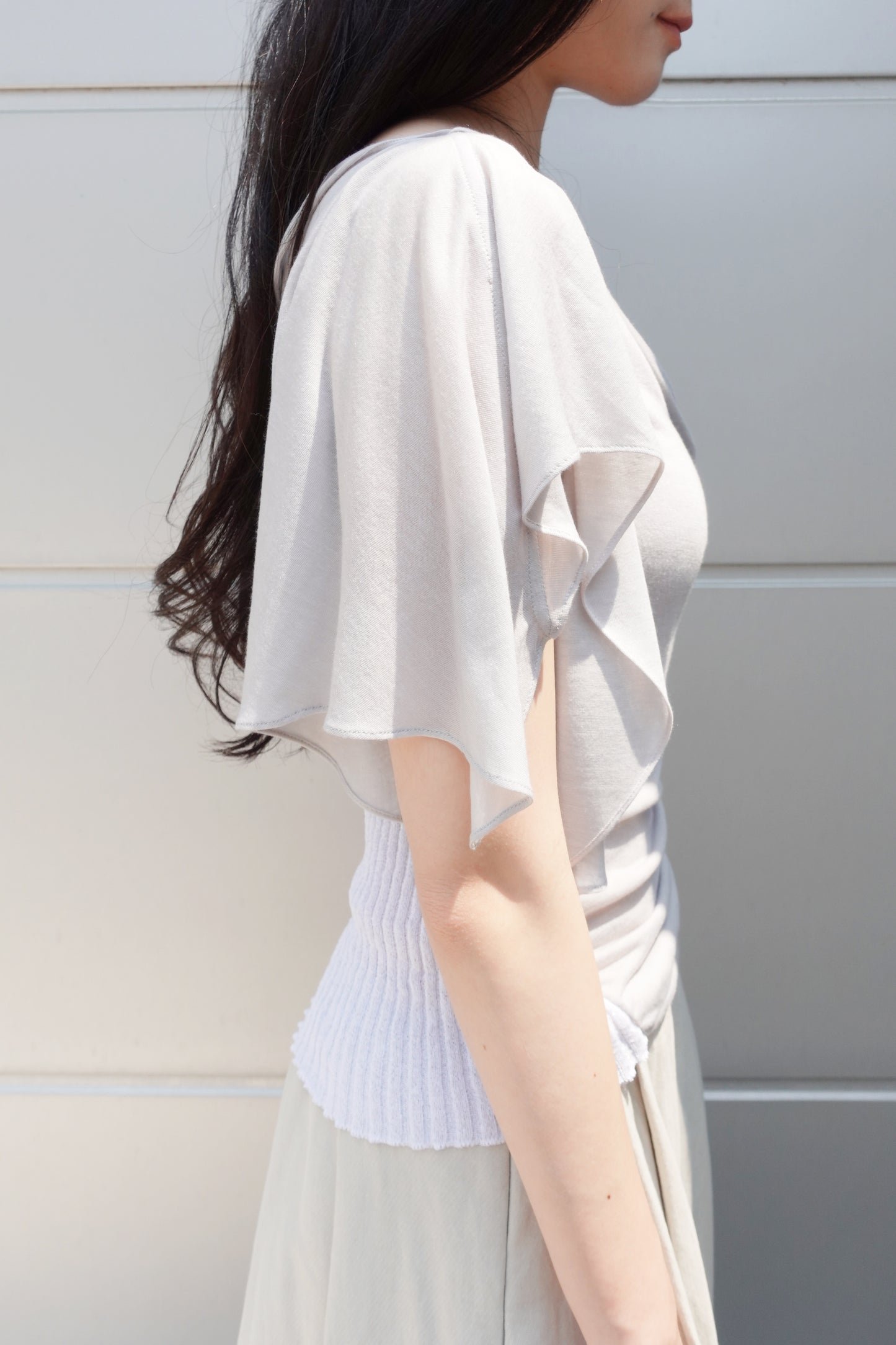 RIB 005 'Dancing Sleeves Back knit Jersey Top'
