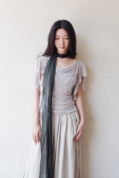 RIB 005 'Dancing Sleeves Back knit Jersey Top'