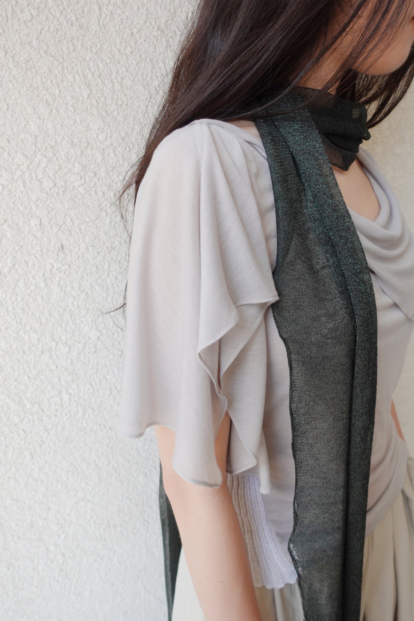 RIB 005 'Dancing Sleeves Back knit Jersey Top'