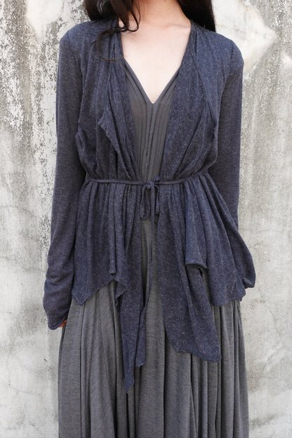 DRAPE 011 'Disheveled Drape Sheer Wool Cardigan'