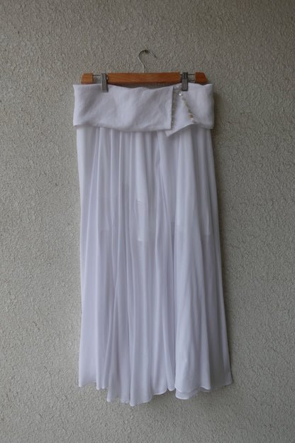 DRAPE 007 'Buttoned Linen-Jersey Skirt'