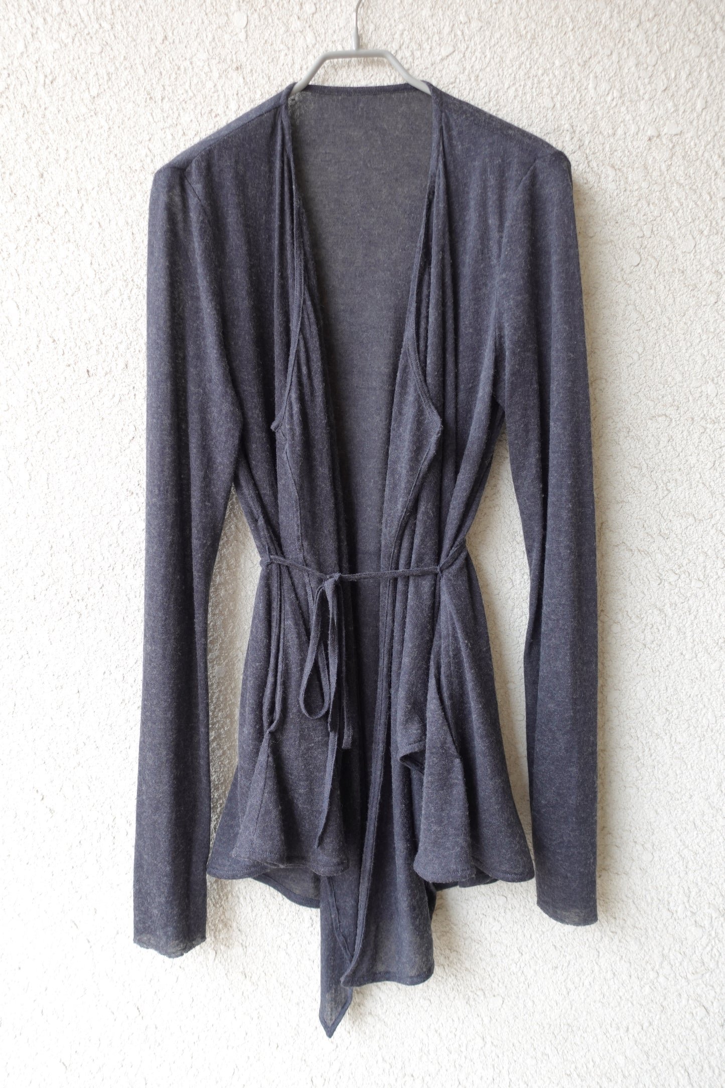 DRAPE 011 'Disheveled Drape Sheer Wool Cardigan'